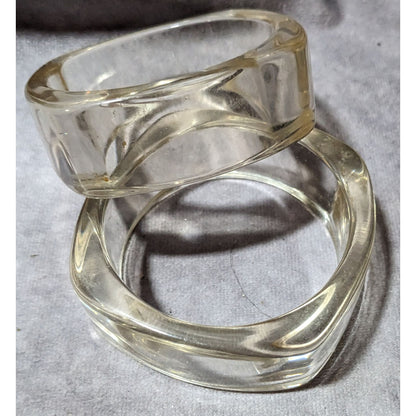 Vintage Retro Chunky Clear Lucite Bangles (2)