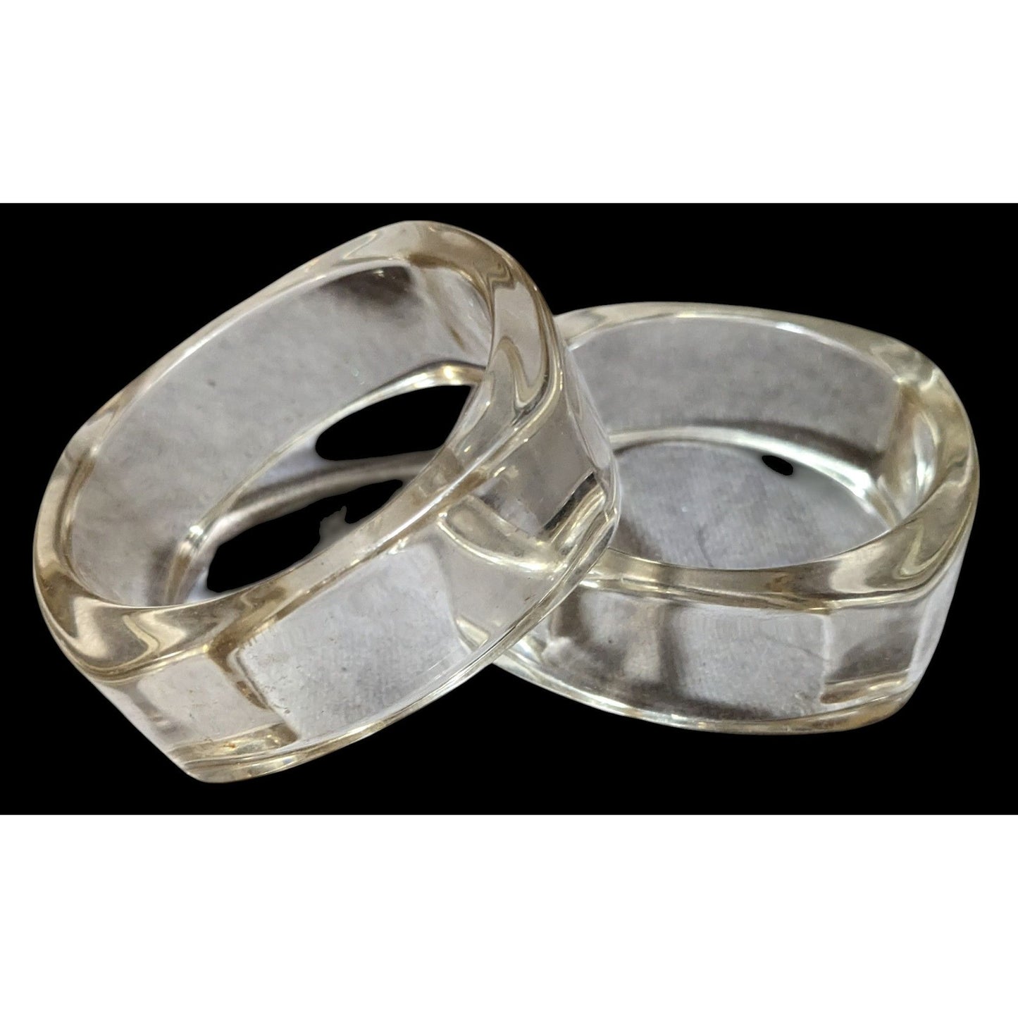 Vintage Retro Chunky Clear Lucite Bangles (2)