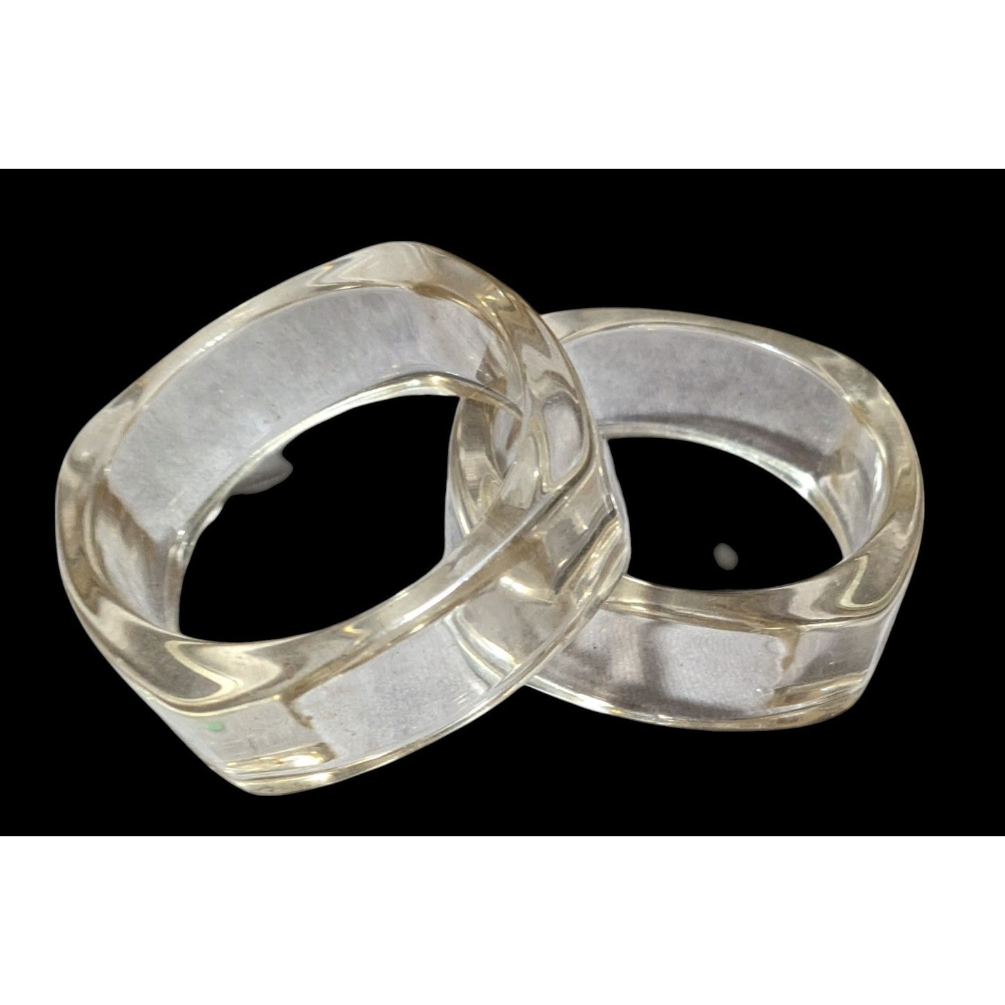 Vintage Retro Chunky Clear Lucite Bangles (2)