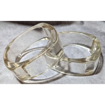 Vintage Retro Chunky Clear Lucite Bangles (2)