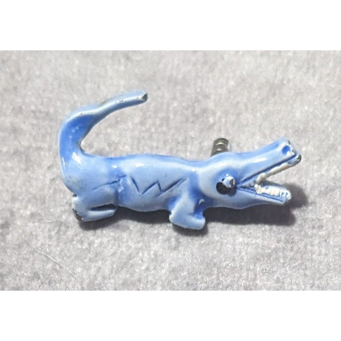 Vintage Mini Blue Crocodile Collectible Brooch