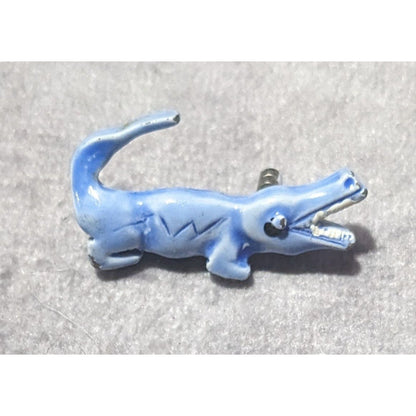 Vintage Mini Blue Crocodile Collectible Brooch