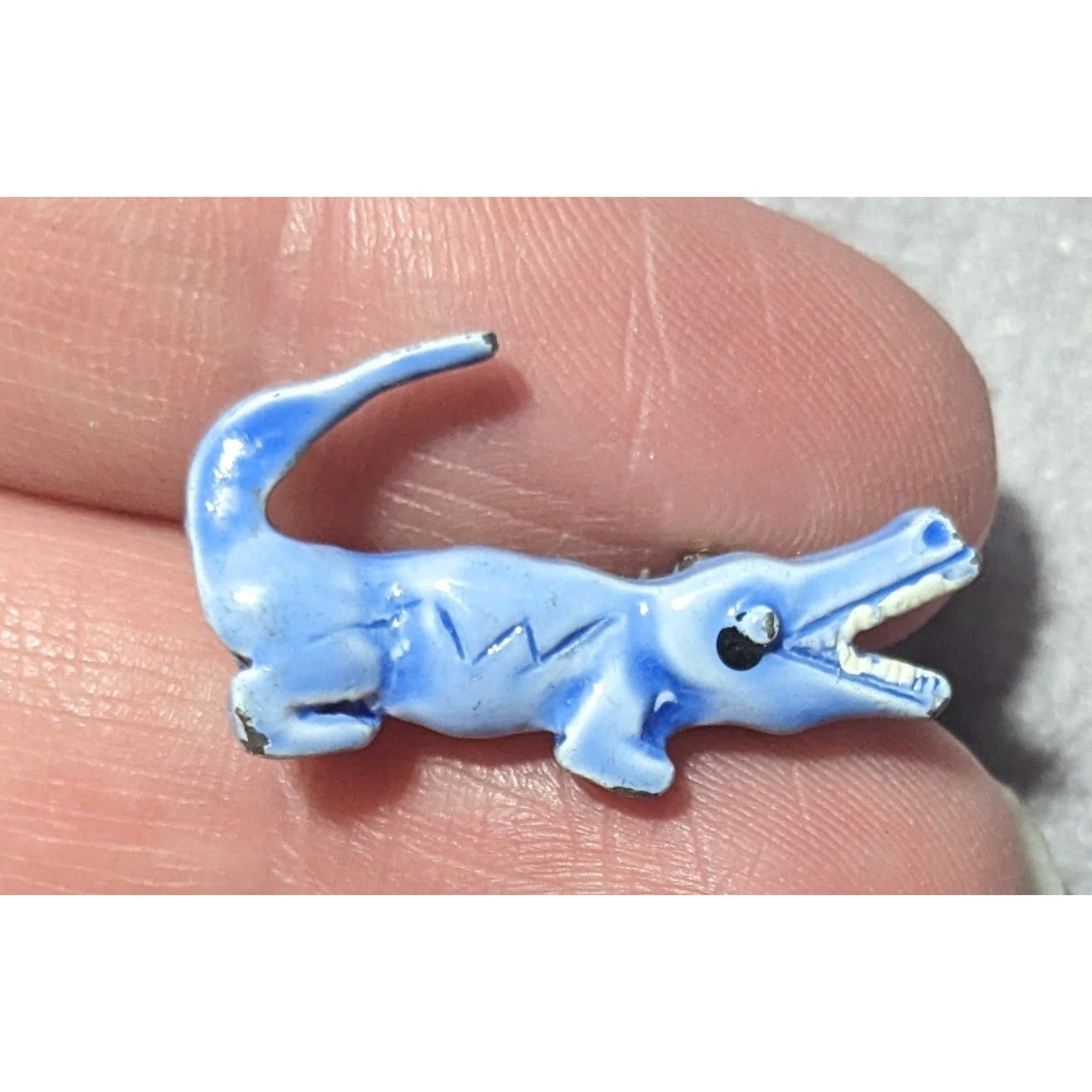 Vintage Mini Blue Crocodile Collectible Brooch