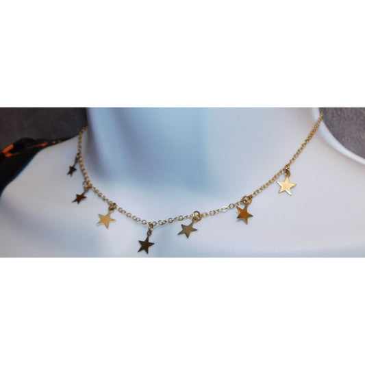 Minimalist Celestial Star Charm Gold Tone Necklace