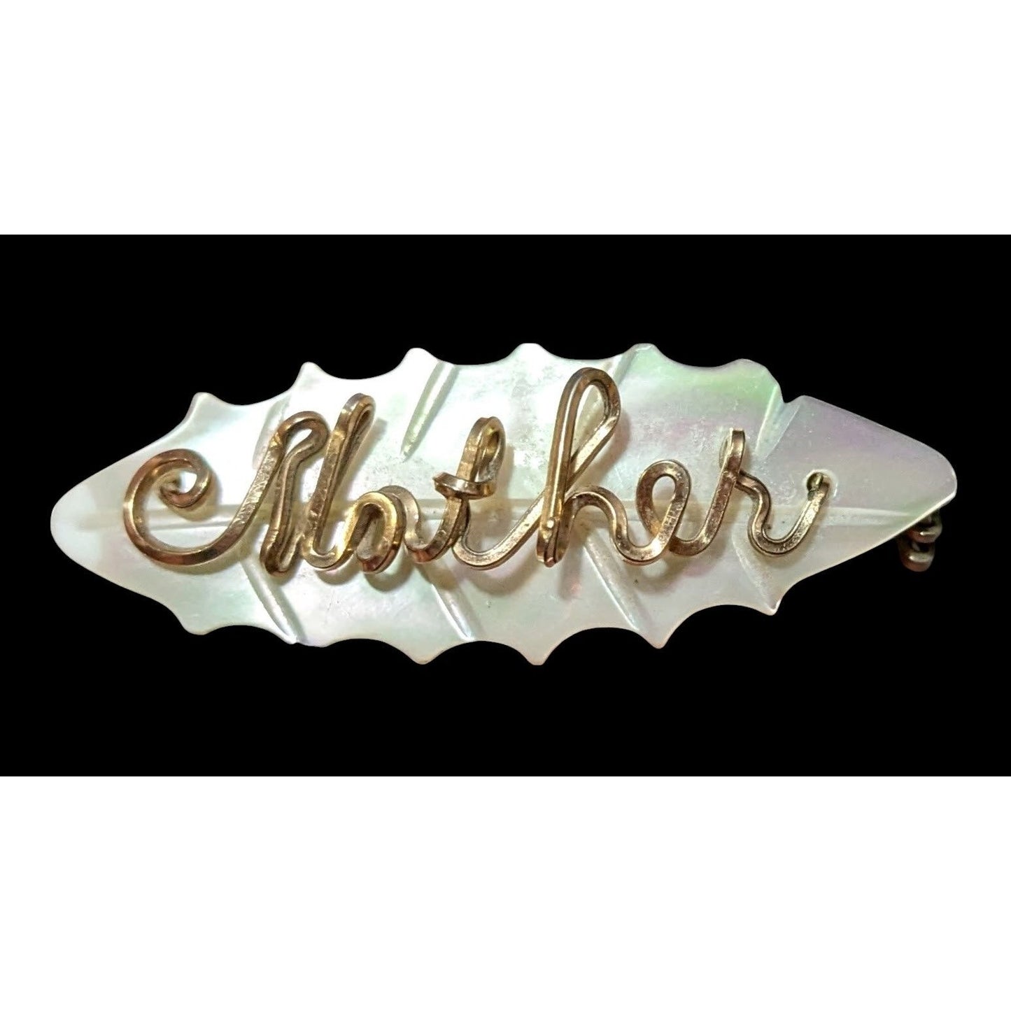 Vintage Mother Of Pearl "Mother" Carved Brooch