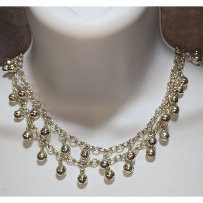 Whimsical Bell Charm Layered Silver-Tone Necklace