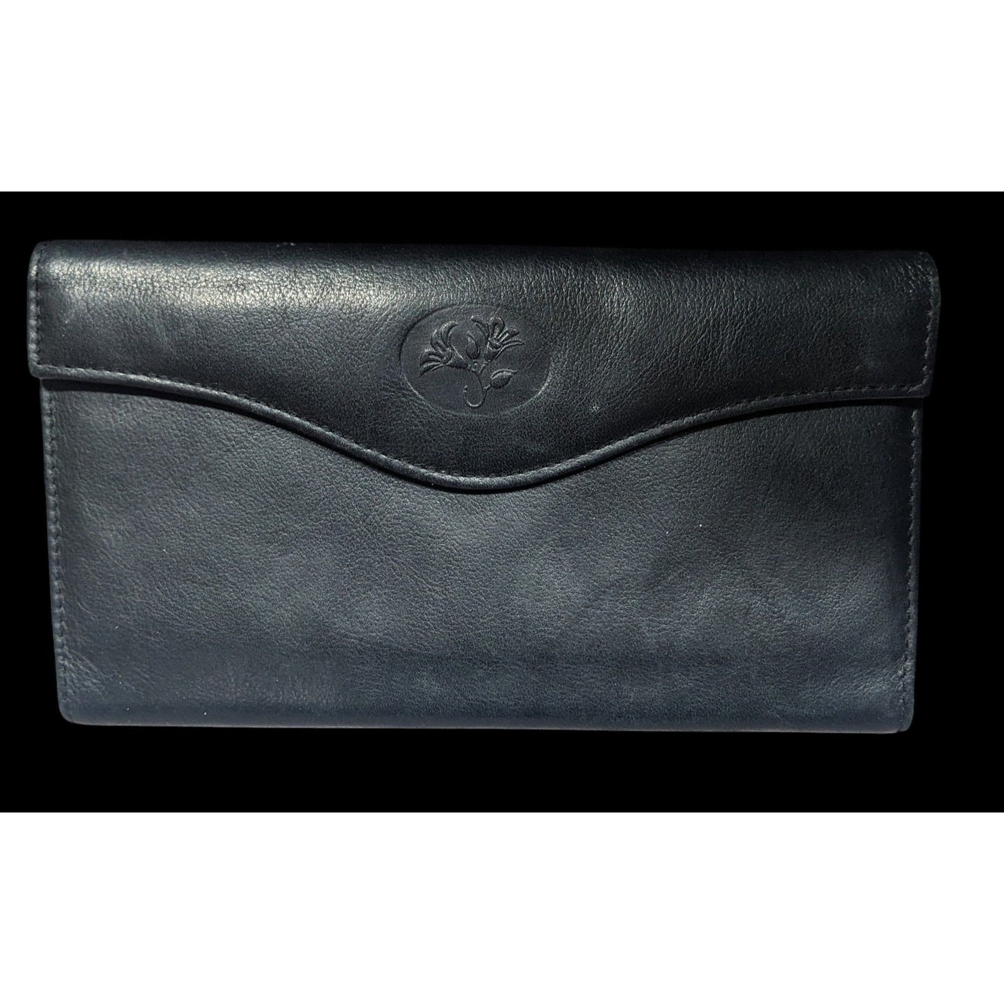 Vintage Buxton Leather Black Wallet With Attached Coin Pouch