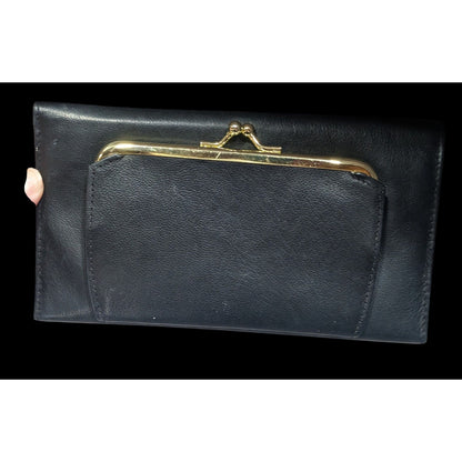 Vintage Buxton Leather Black Wallet With Attached Coin Pouch