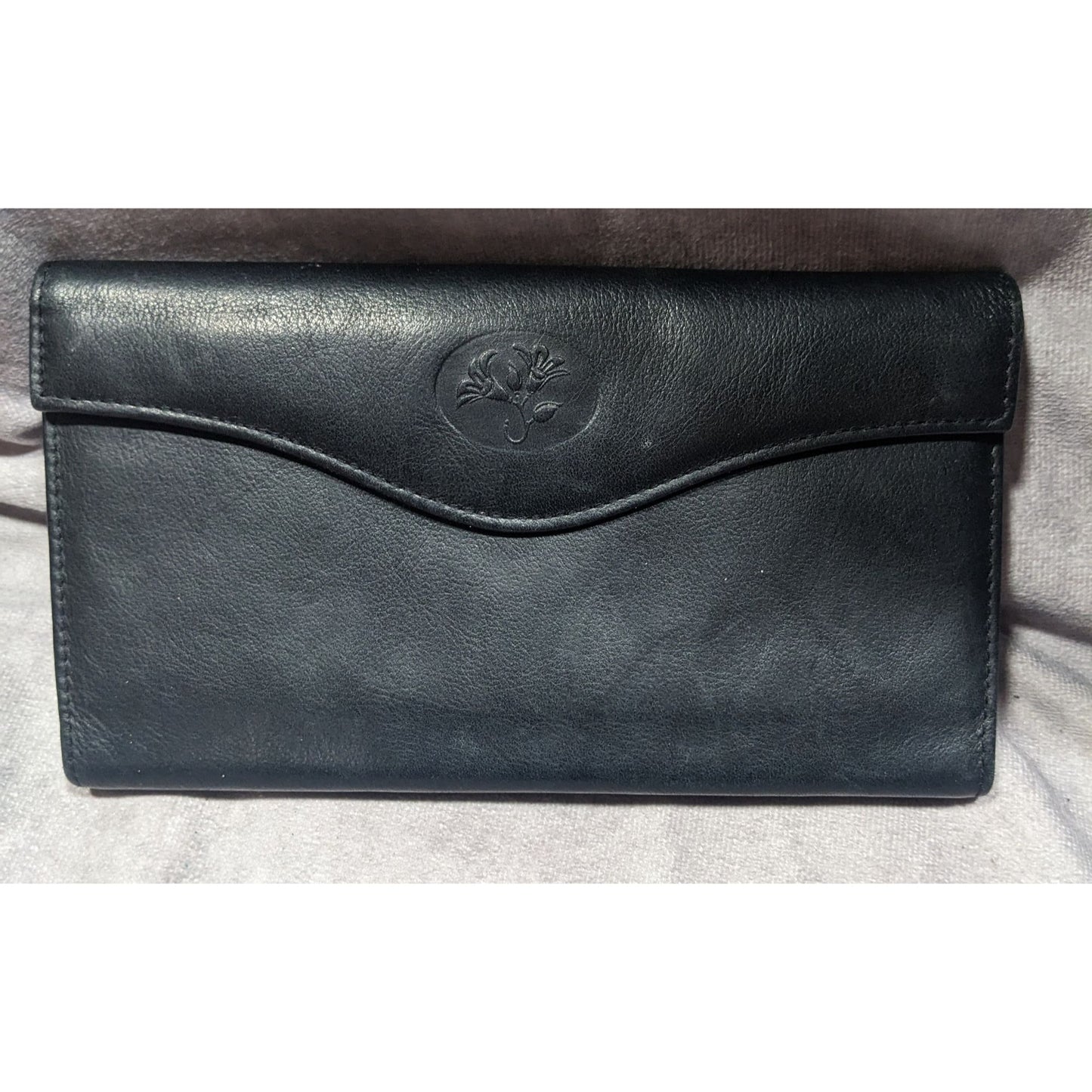 Vintage Buxton Leather Black Wallet With Attached Coin Pouch