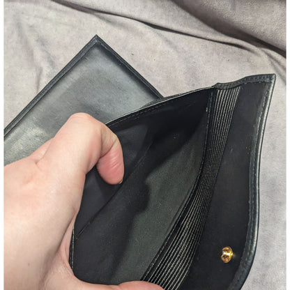 Vintage Buxton Leather Black Wallet With Attached Coin Pouch