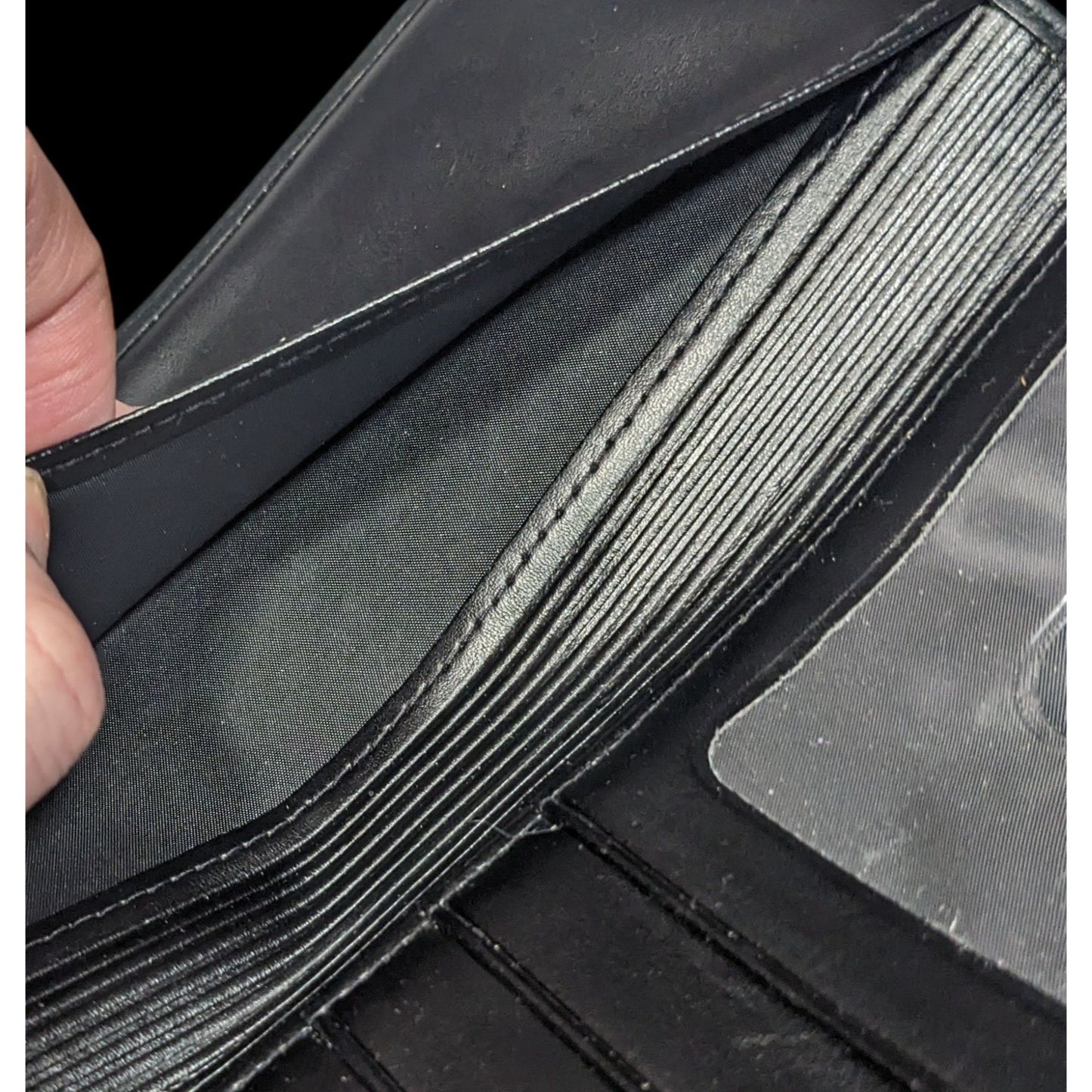 Vintage Buxton Leather Black Wallet With Attached Coin Pouch