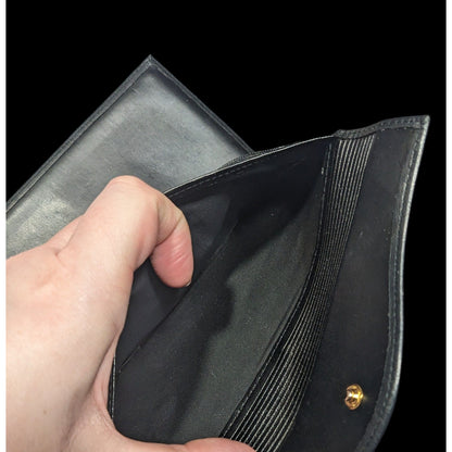 Vintage Buxton Leather Black Wallet With Attached Coin Pouch