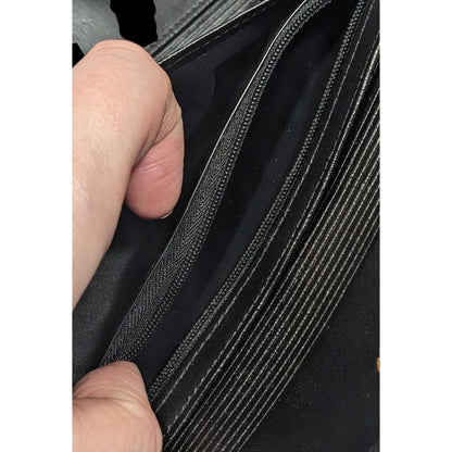 Vintage Buxton Leather Black Wallet With Attached Coin Pouch