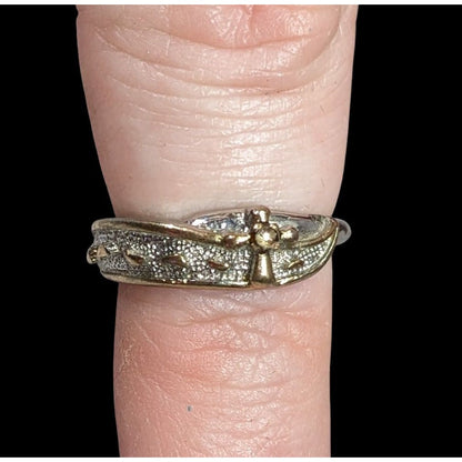 Religious Footprint And Cross Christian Silver Tone Ring