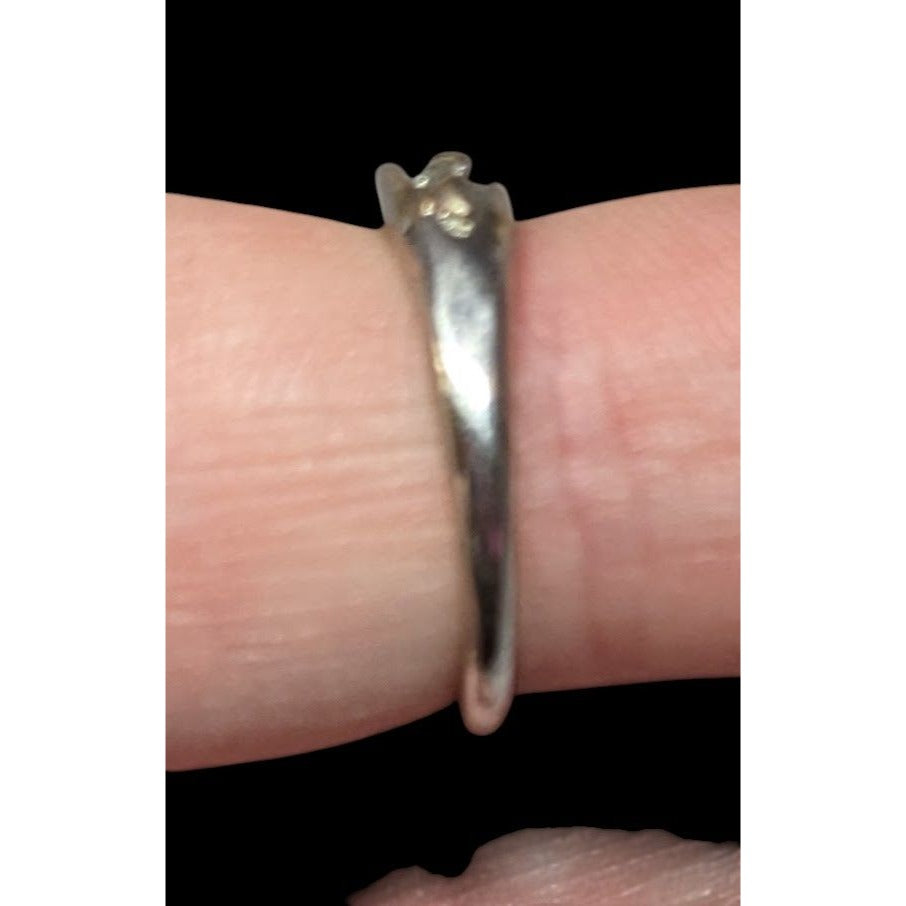 Religious Footprint And Cross Christian Silver Tone Ring