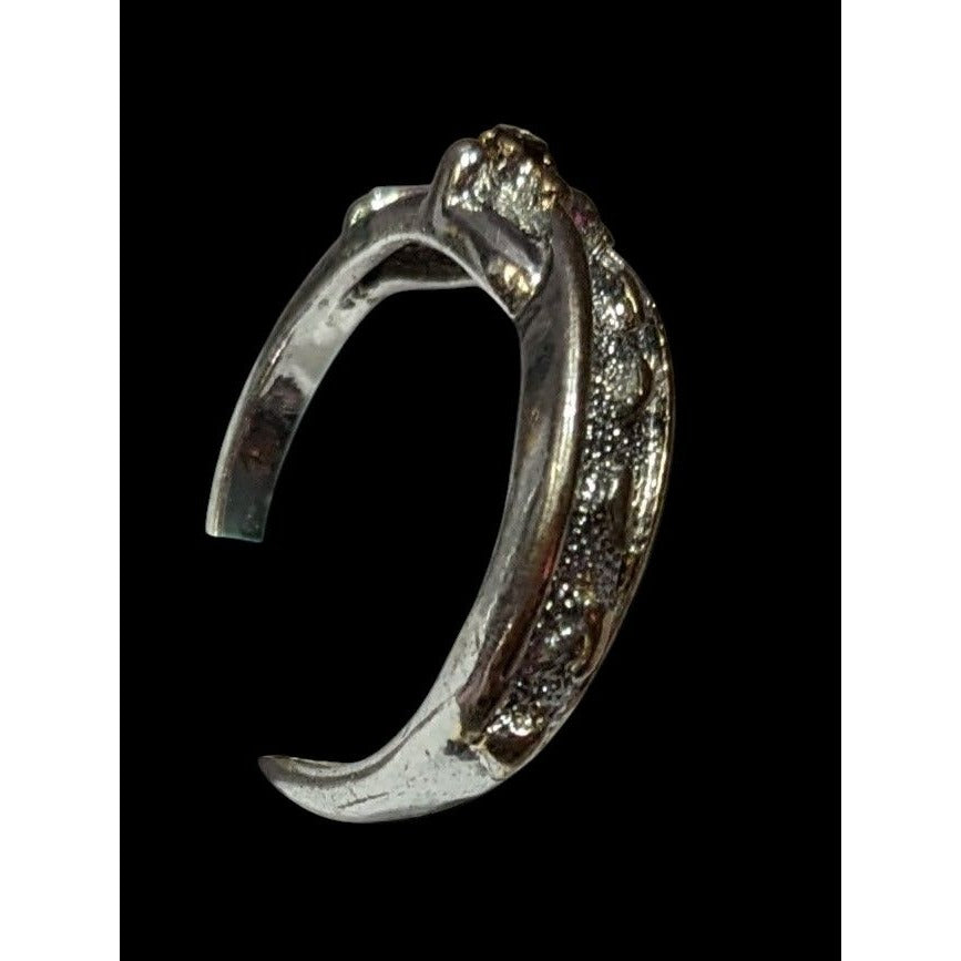 Religious Footprint And Cross Christian Silver Tone Ring