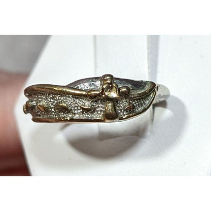 Religious Footprint And Cross Christian Silver Tone Ring