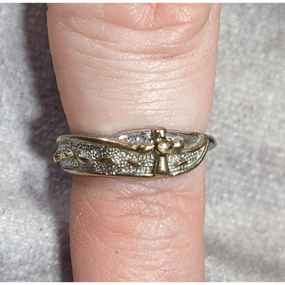 Religious Footprint And Cross Christian Silver Tone Ring