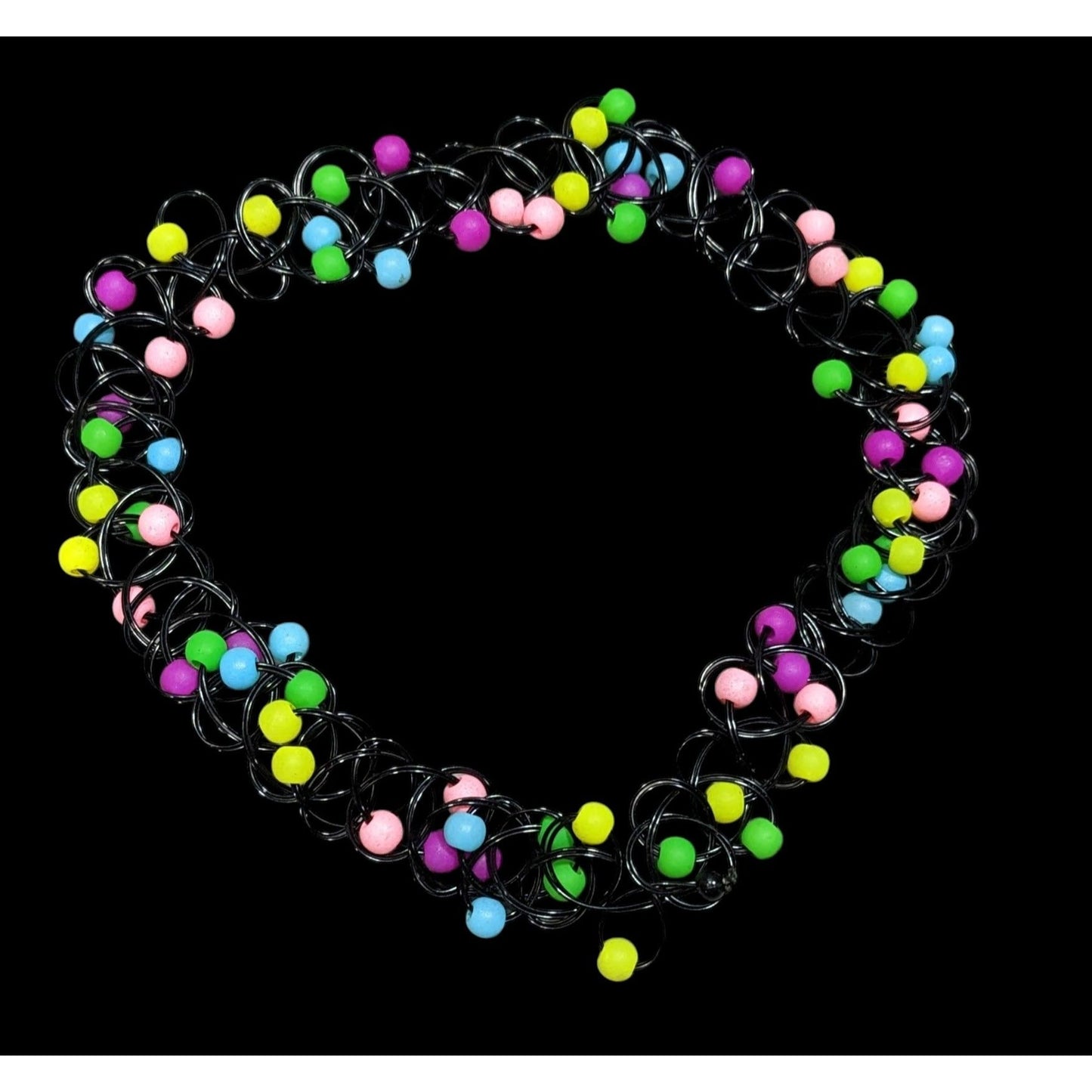 90s Style Rainbow Beaded Tattoo Choker Necklace