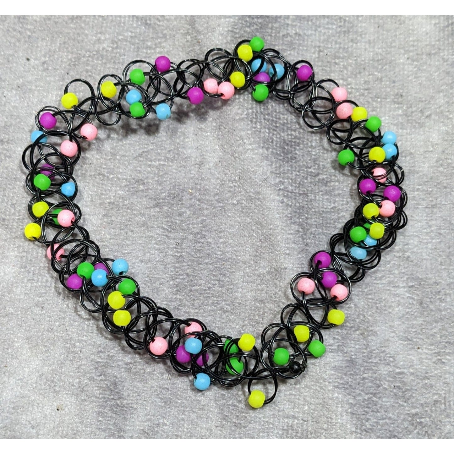 90s Style Rainbow Beaded Tattoo Choker Necklace