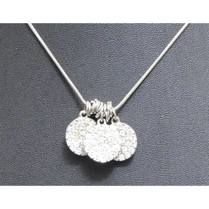 Casual Glam Triple Rhinestone Medallion Silver Tone Necklace