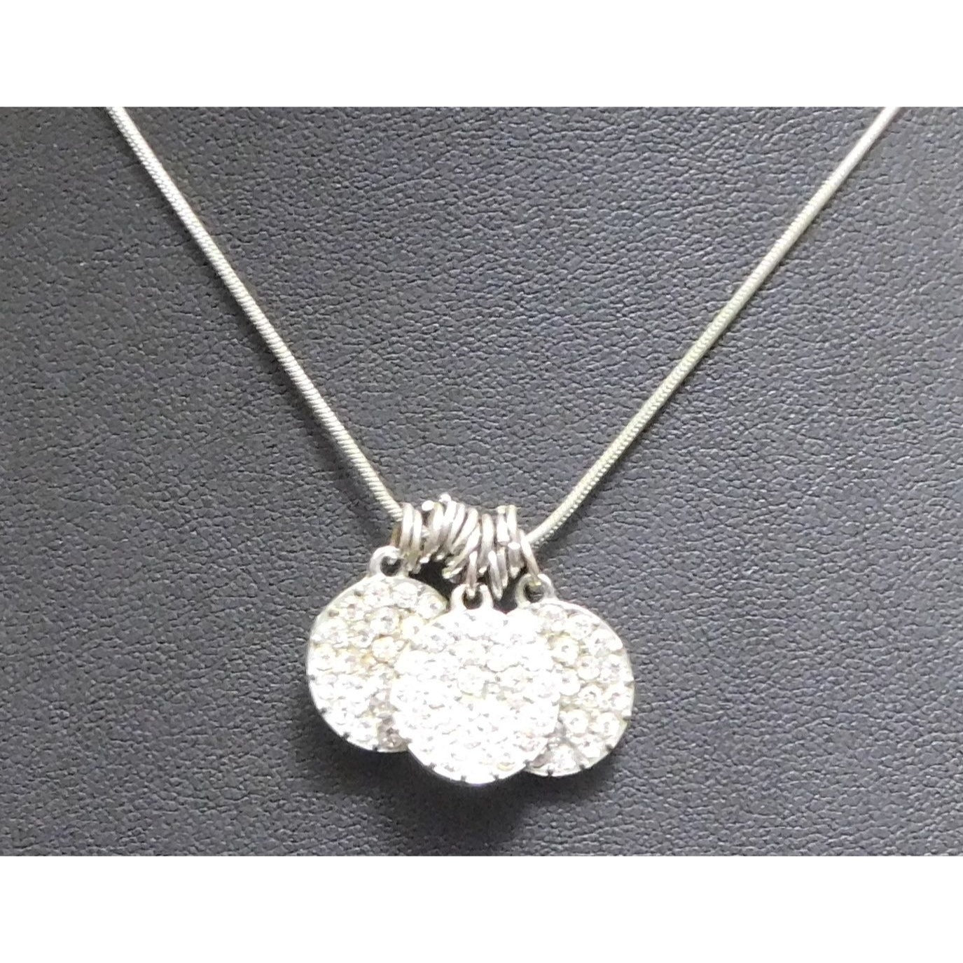 Casual Glam Triple Rhinestone Medallion Silver Tone Necklace