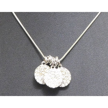 Casual Glam Triple Rhinestone Medallion Silver Tone Necklace