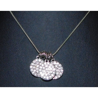 Casual Glam Triple Rhinestone Medallion Silver Tone Necklace