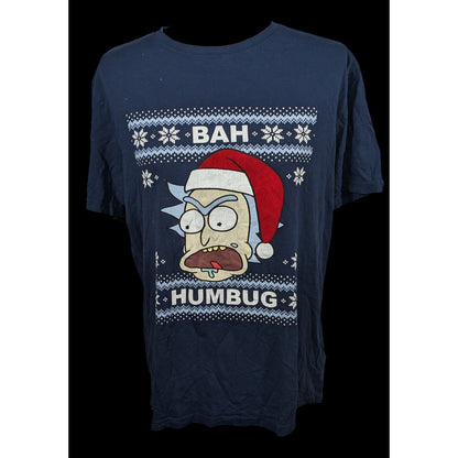 Rick & Morty Bah Humbug Blue Christmas Tee