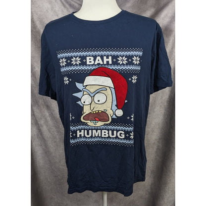 Rick & Morty Bah Humbug Blue Christmas Tee