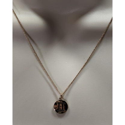 Minimalist Gemini Zodiac Necklace Gold Tone