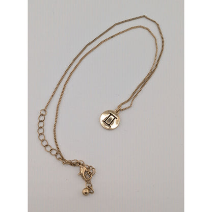 Minimalist Gemini Zodiac Necklace Gold Tone