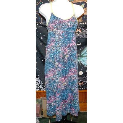 SO Rainbow Paint Splatter Spaghetti Strap Maxi Dress