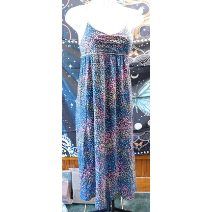 SO Rainbow Paint Splatter Spaghetti Strap Maxi Dress