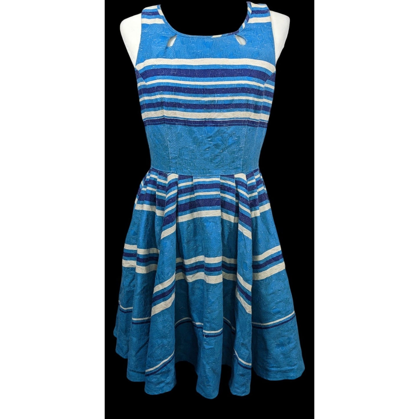 Blue And White Striped Sleeveless Dress by Gabby Skye