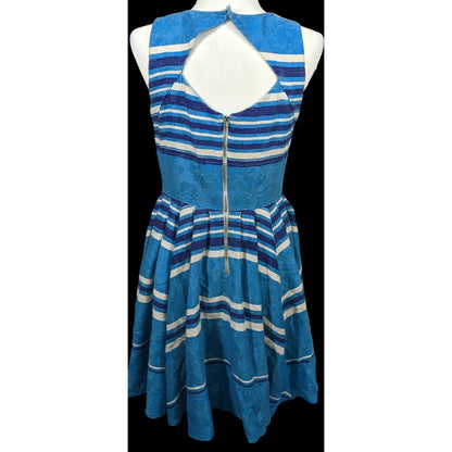 Blue And White Striped Sleeveless Dress by Gabby Skye