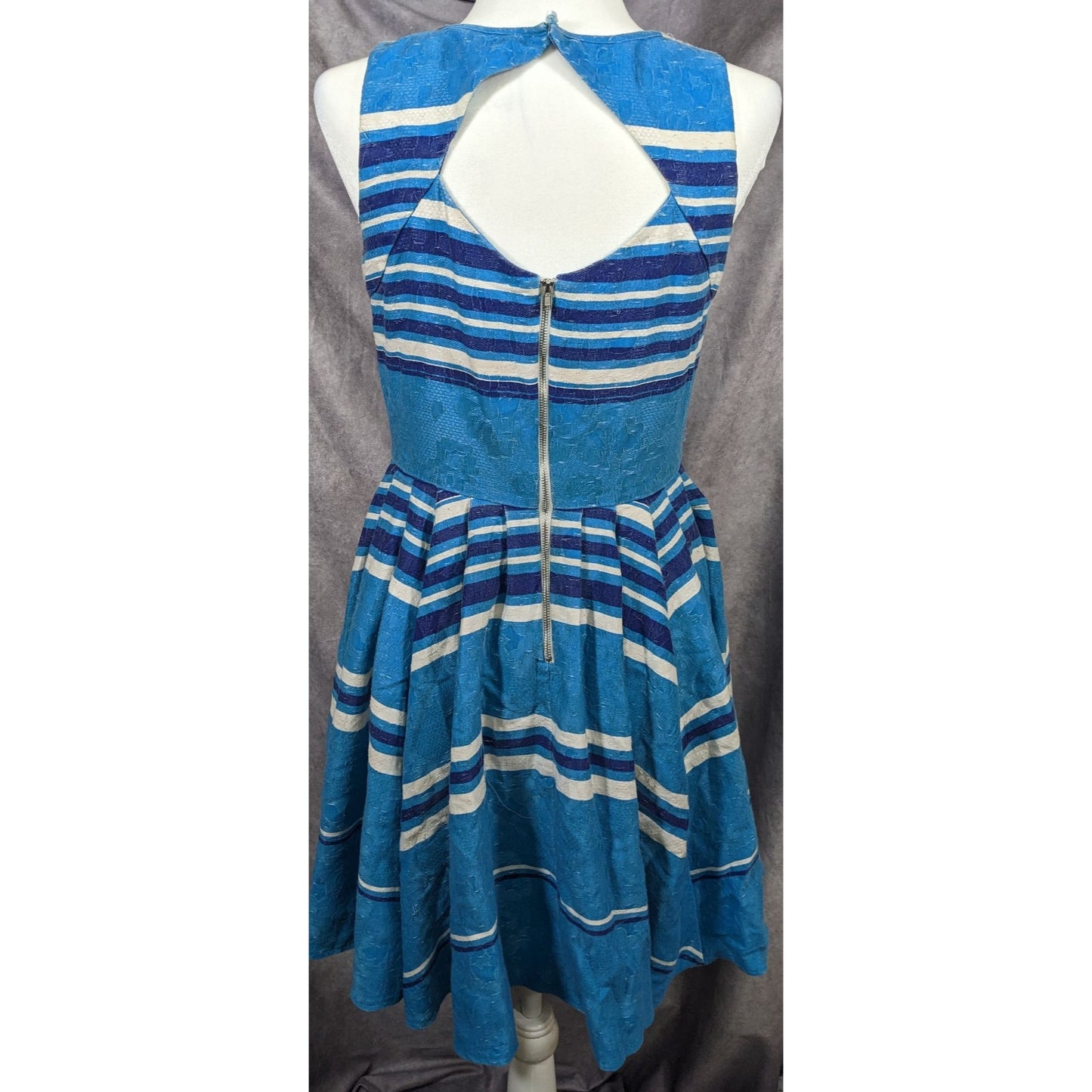 Blue And White Striped Sleeveless Dress by Gabby Skye