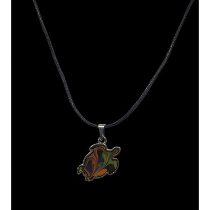 Earthy Beach Inspired Turtle Pendant Necklace With Swirled Enamel Fill