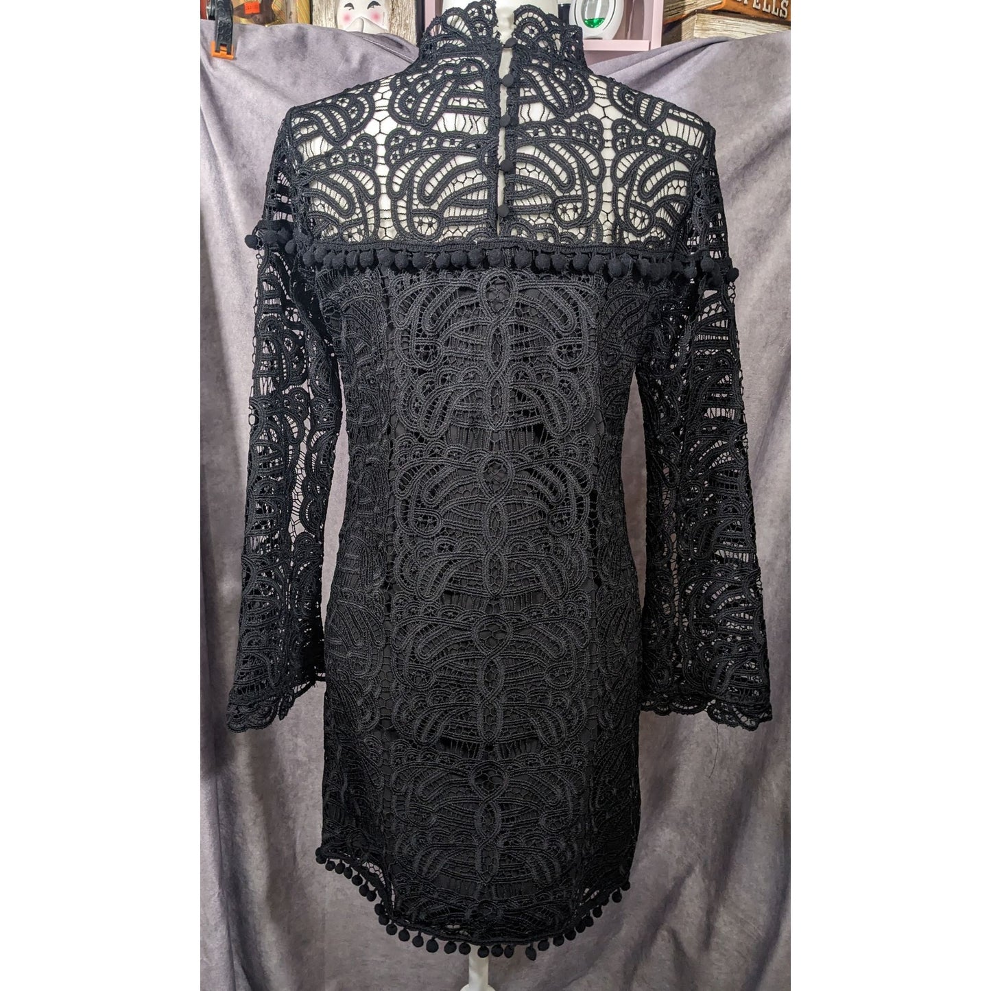 Tularosa Gothic Matilda Lace Mock Neck Shift Dress Size Small