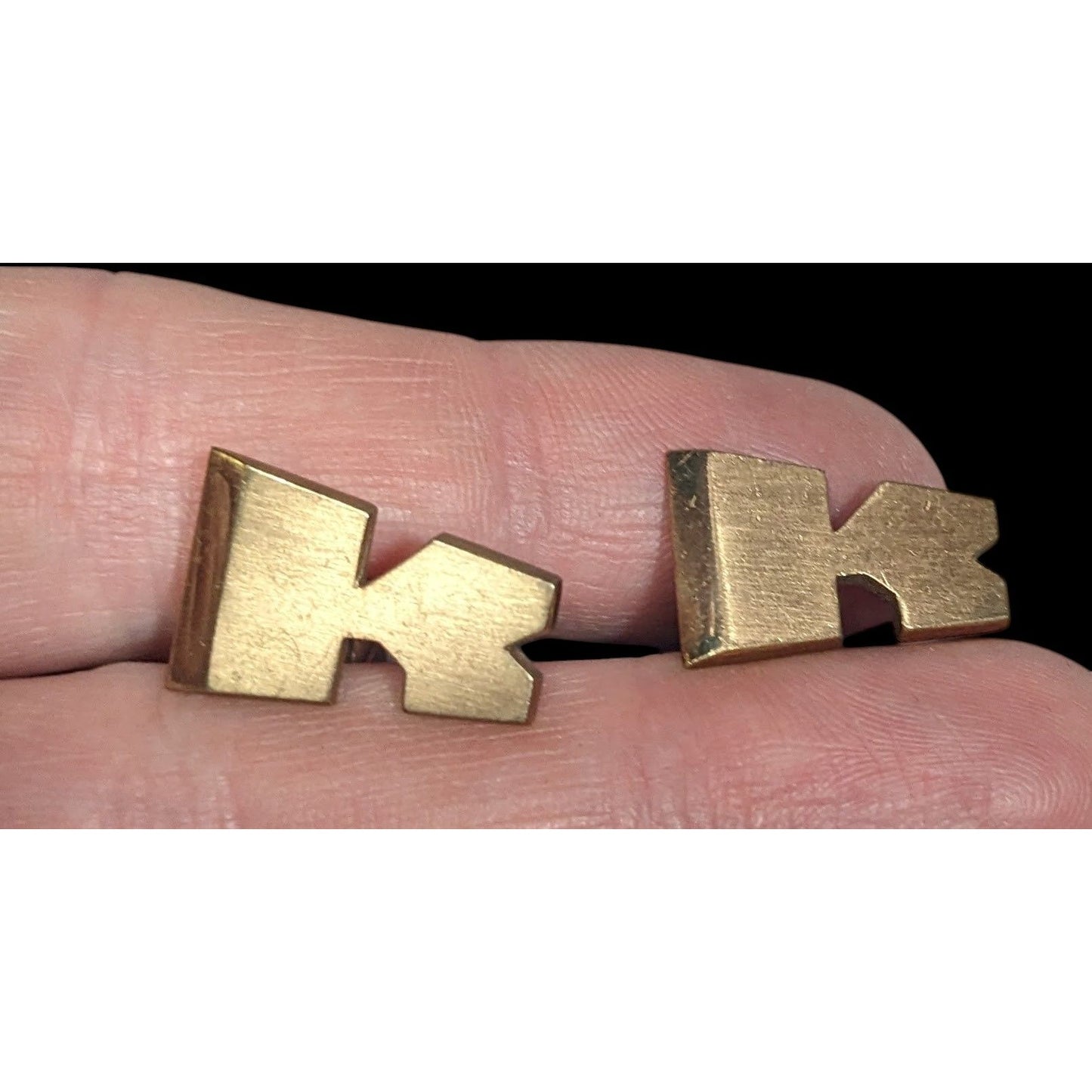 Vintage Swank Stylized K Shaped Gold Tone Cufflinks