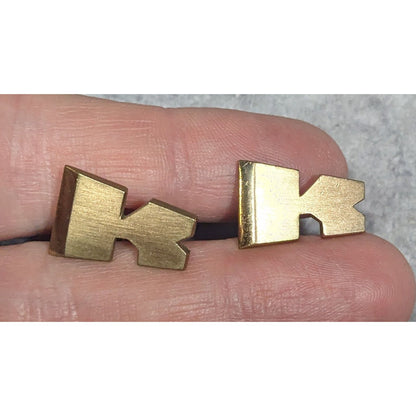 Vintage Swank Stylized K Shaped Gold Tone Cufflinks