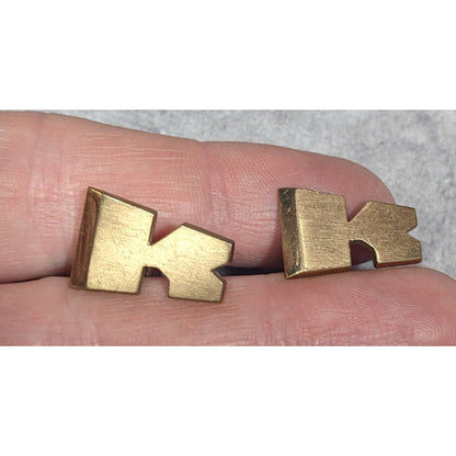 Vintage Swank Stylized K Shaped Gold Tone Cufflinks