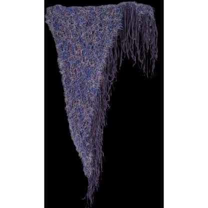 Whimsygoth Handmade Vintage Eyelash Yarn Triangle Shawl With 6-Inch Fringe Purple And Blue 56" X 23"