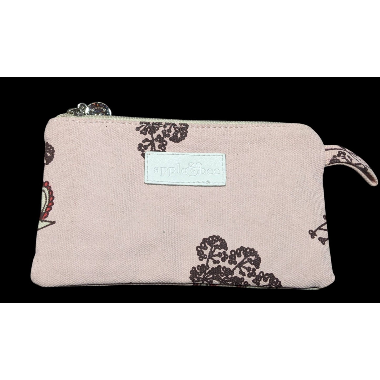 Apple & Bee Pink Canvas Mini Bag With Floral And Bird Print