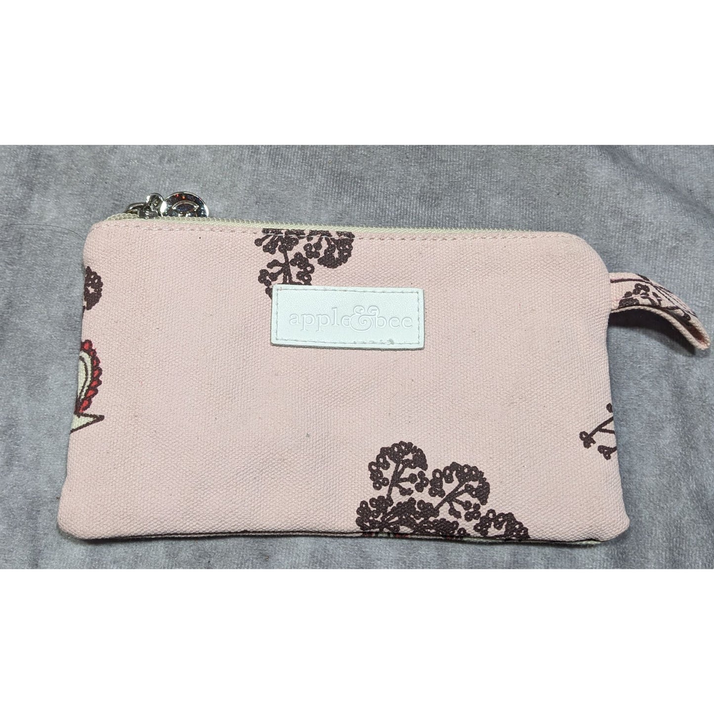 Apple & Bee Pink Canvas Mini Bag With Floral And Bird Print