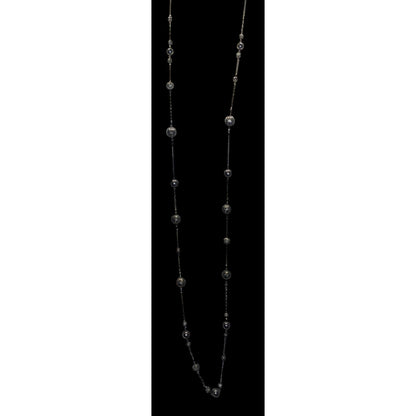 Y2k Going Out Gunmetal-Tone Long Station Necklace With Hollow Beads