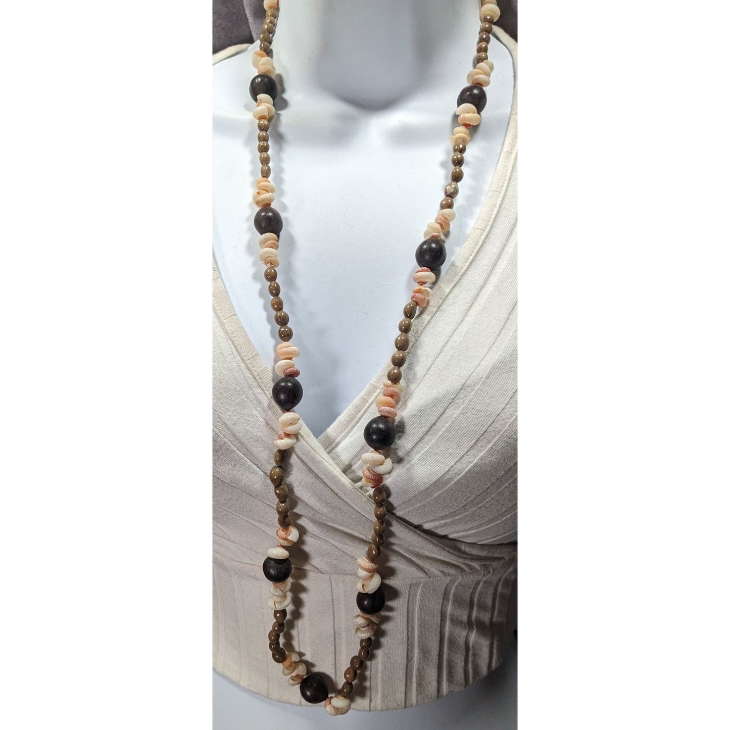 Summery Beach Themed Seed And Shell Beaded Necklace