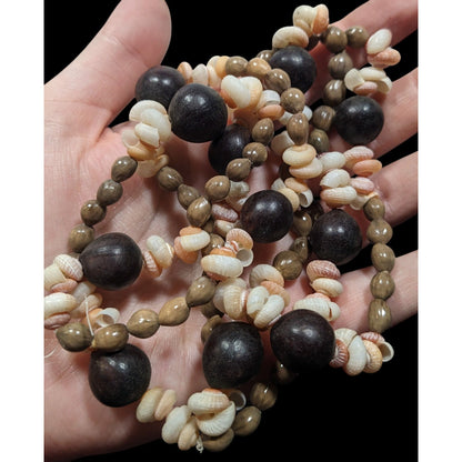 Summery Beach Themed Seed And Shell Beaded Necklace
