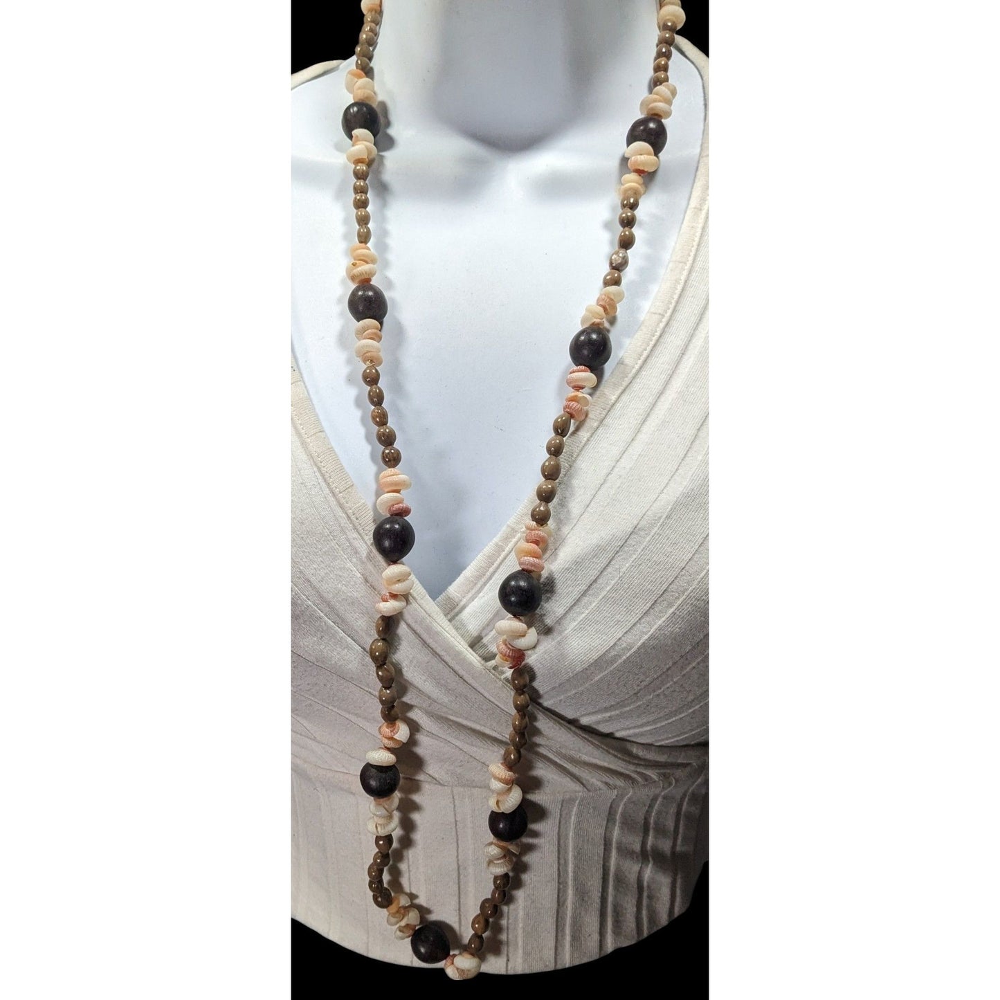 Summery Beach Themed Seed And Shell Beaded Necklace