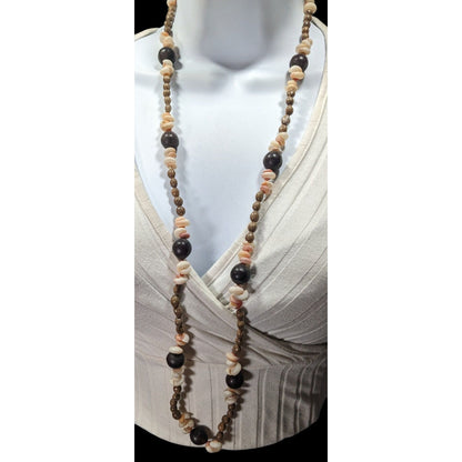 Summery Beach Themed Seed And Shell Beaded Necklace